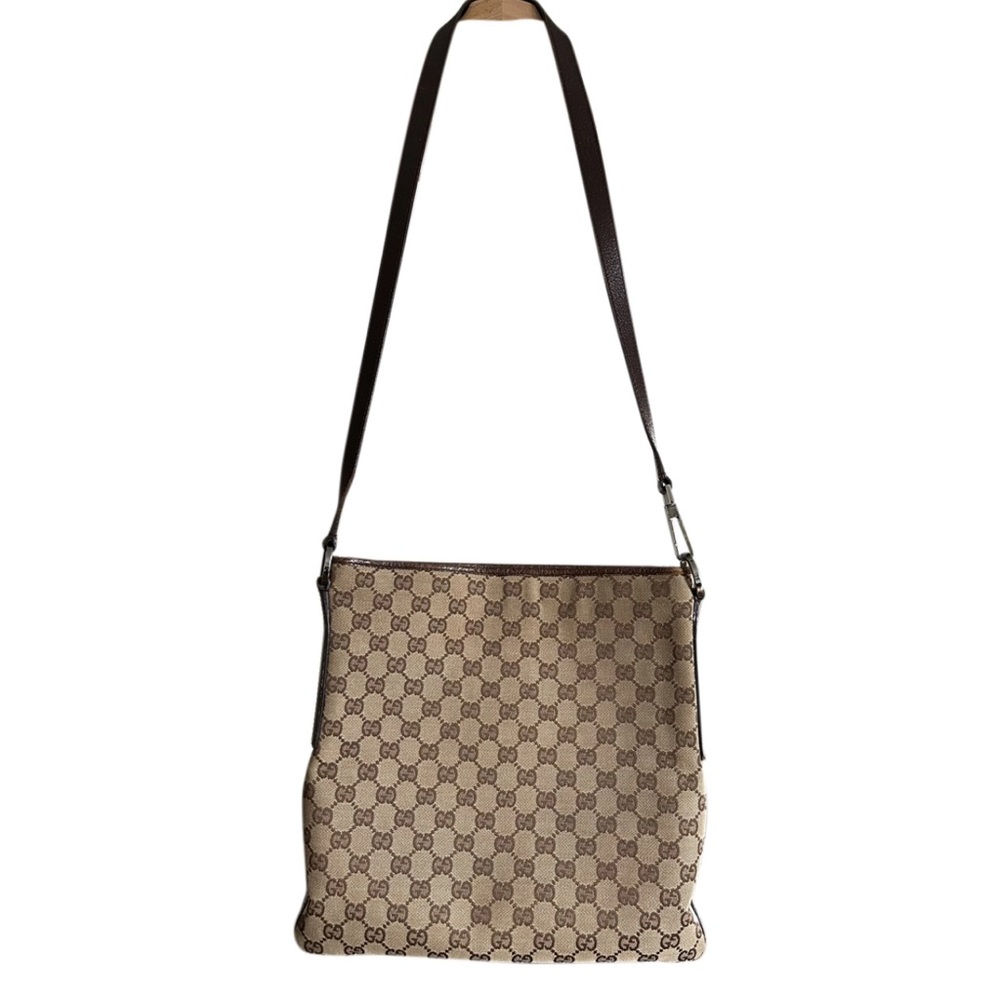 Authentic Gucci Monogram flat crossbody bag